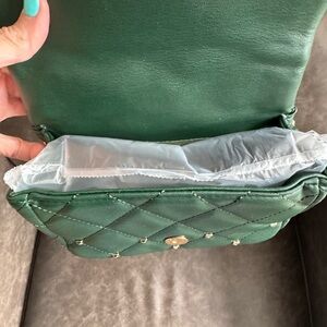 Badgley Mischka Green Mini Quilted Bag